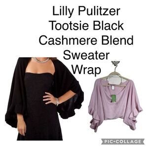 (R7) Lilly Pulitzer Tootsie Cashmere Blend Sweater Wrap Scallop Pink One Size
